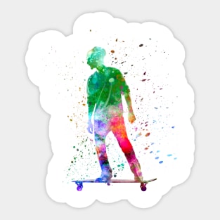 Man skateboard in watercolor Sticker